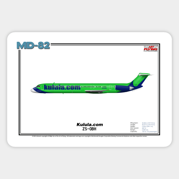 McDonnell Douglas MD-82 - Kulula.com (Art Print) Sticker by TheArtofFlying